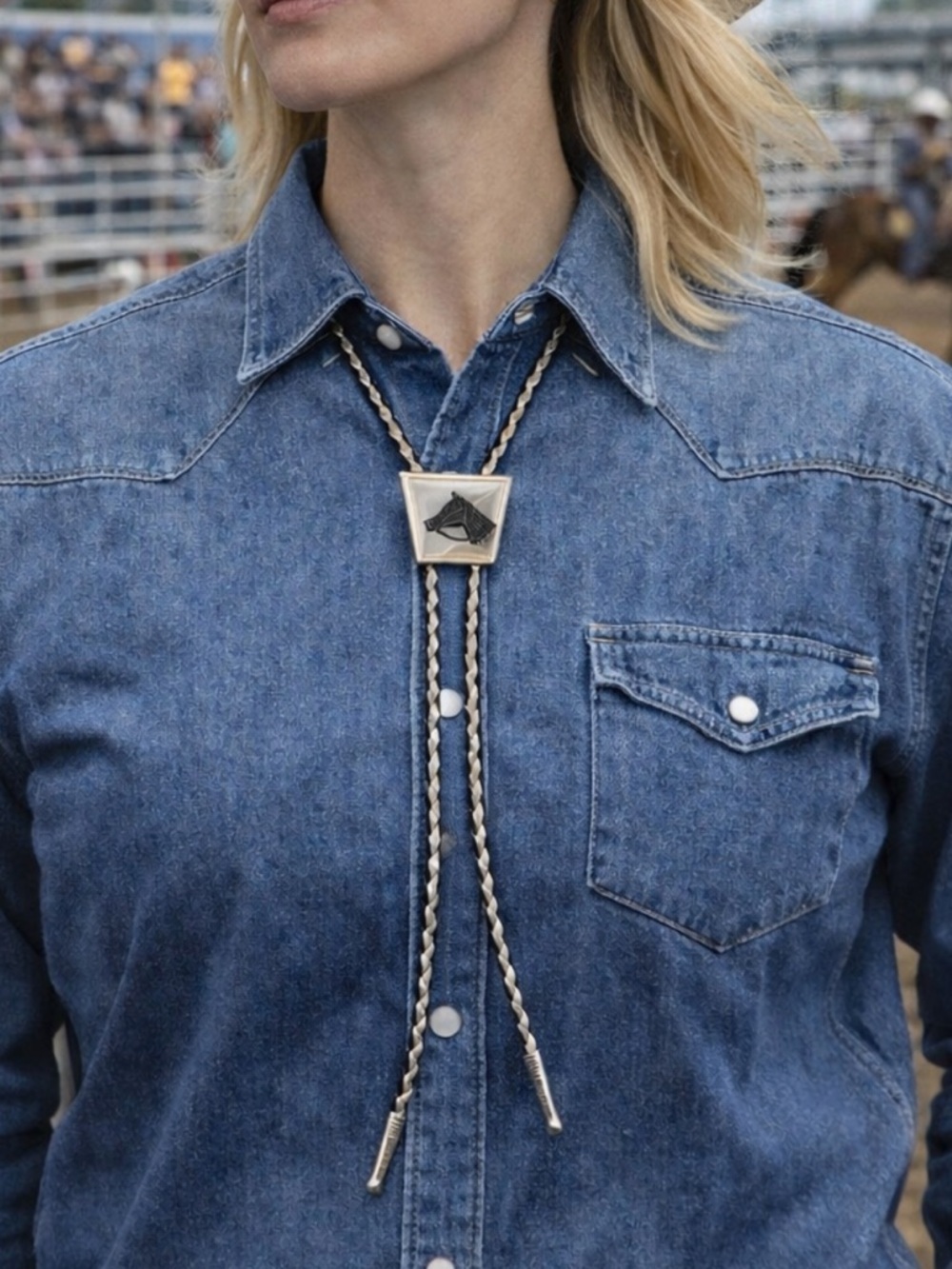 Vintage Horse Head Bolo Necktie Necklace